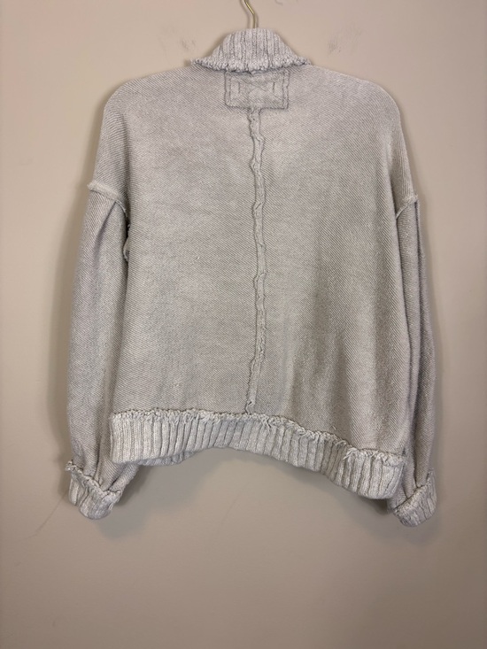 Free People We The Free Light Cream Button-Front Knit Bomber Jacket Medium - Picture 2 of 8